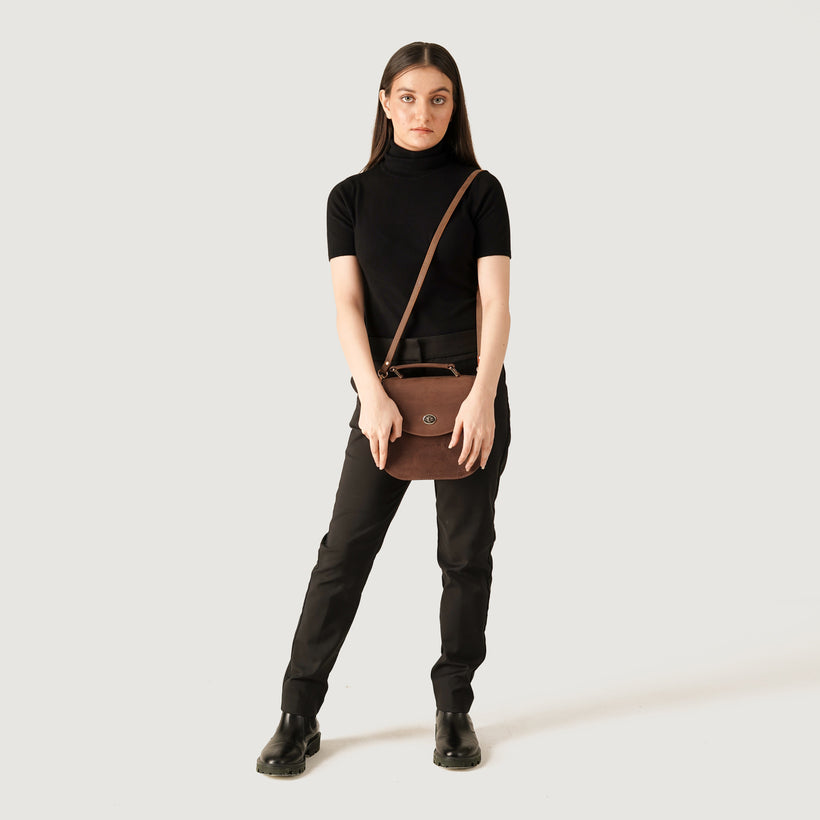 The Sandra Vintage 浅棕褐色 Leather Saddle Bag
