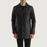 
Urban Slate 经典黑 真皮大衣 男士 in Black Cowhide (Lt-071) Leather - 正面版型与定制立体剪裁轮廓 | 官方商城选购