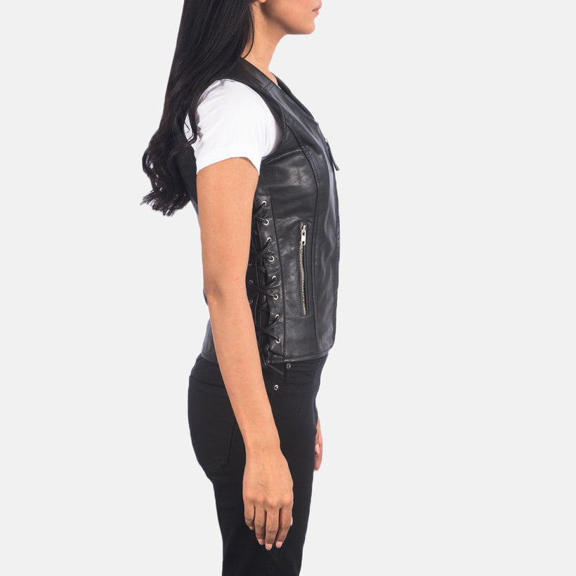 Vanda 经典黑 Leather Biker Vest 女士
