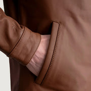 Authentic Cowhide Leather with Aniline Finish Grain Texture & Heavy-Duty Seam Stitching Detail